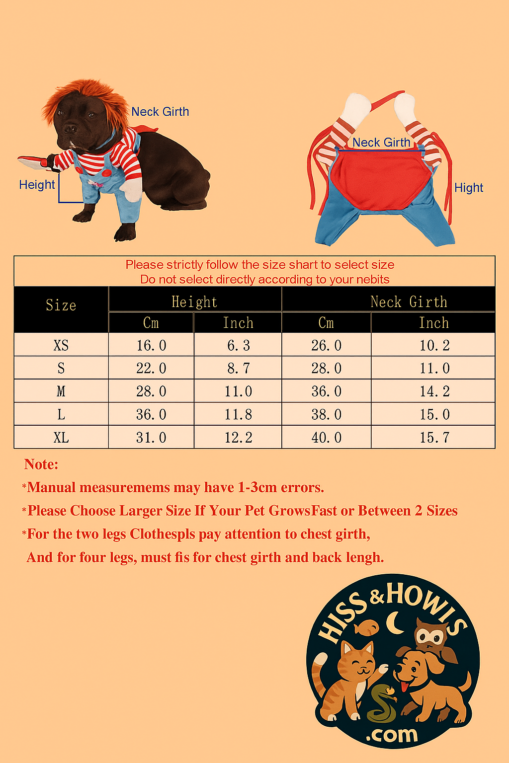 Cat/Dog Chucky Costume