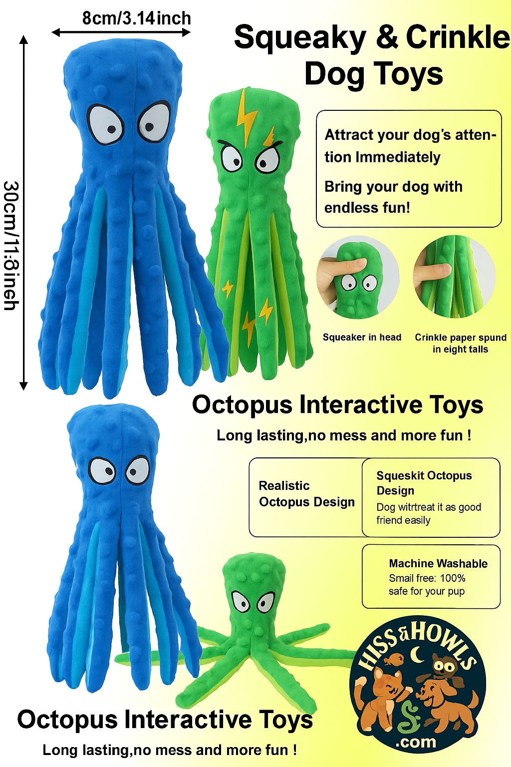 Squeaky Octopus Dog Toy